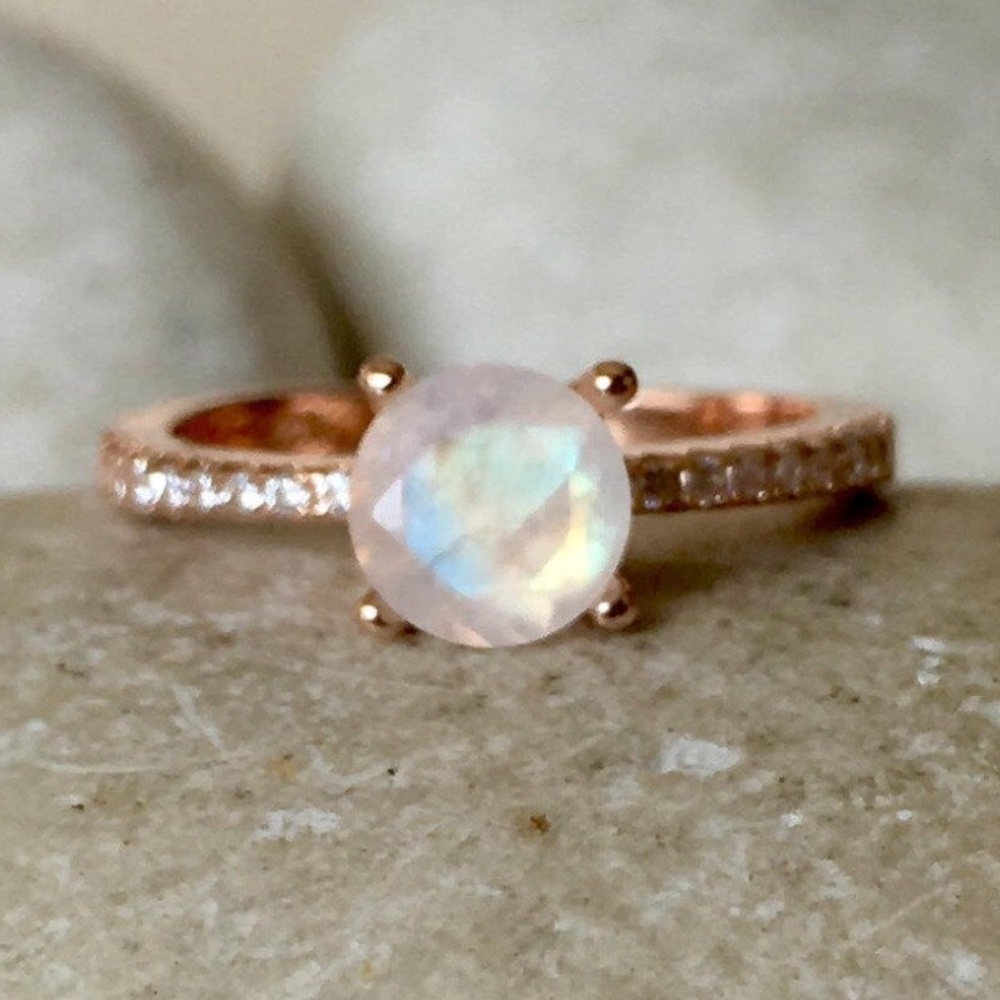 Moonstone Engagement Ring- Rose Gold